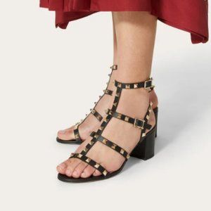 Valentino Rockstud Caged Sandal (Block Heel)